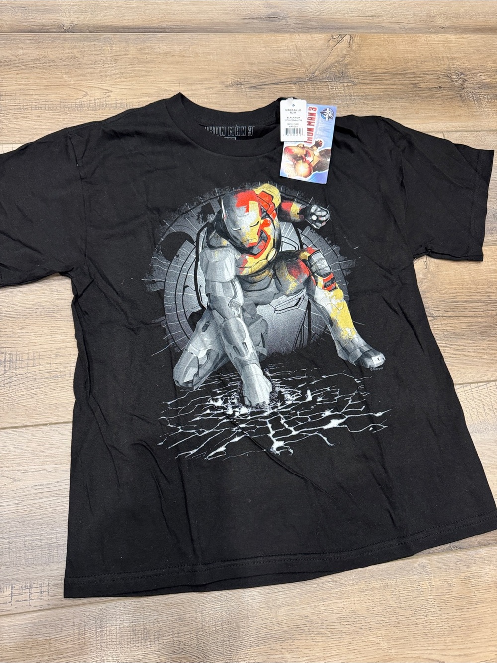 Marvel Black Kids T-Shirt with Gray, Red & Yellow Iron Man Graphic